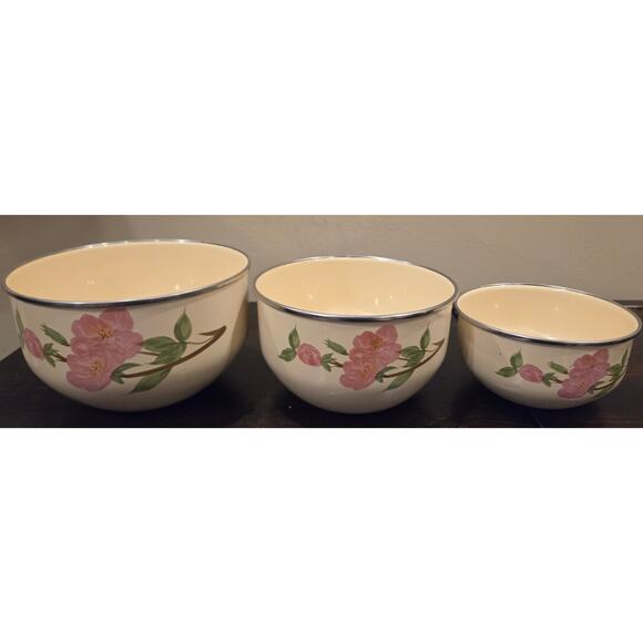 VTG Franciscan Desert Rose Nesting Mixing Bowls Set of 3 Made in USA - Picture 2 of 8